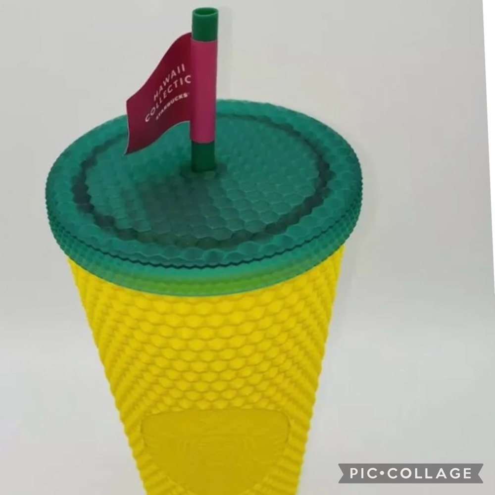 Starbucks Hawaii Collection Yellow & Teal Tumbler with Flag Lid
